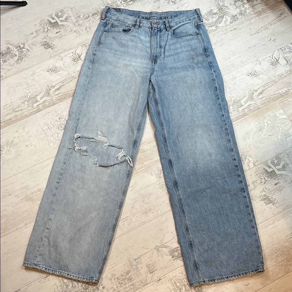 American Eagle Outfitters Distressed Split Color Skater Jeans Size 10 Long